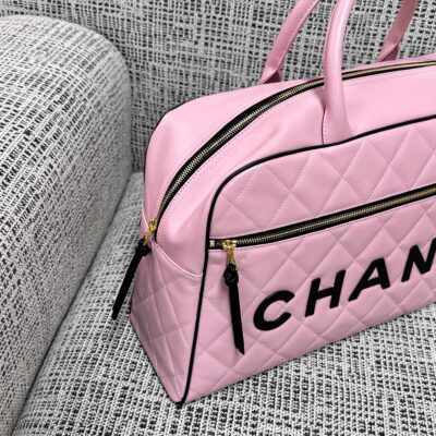 img_834e1079_20260706_a1783274018092_1612_jpg CHANEL 26S BOWLING BAG LARGE 46 IN LIGHT PINK AND BLACK CALFSKIN GOLD HARDWARE