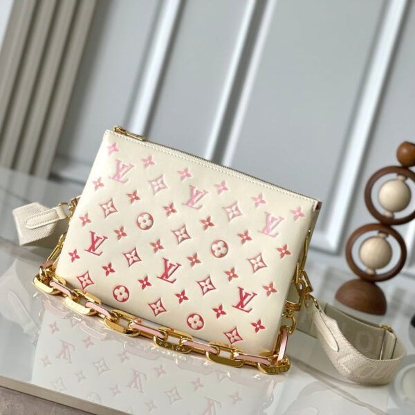 img_8629616d_20240822_i1724317749_7162_4_jpg COUSSIN PM 26 IN CREAM RED MONOGRAM EMBOSSED LAMBSKIN GOLD HARDWARE