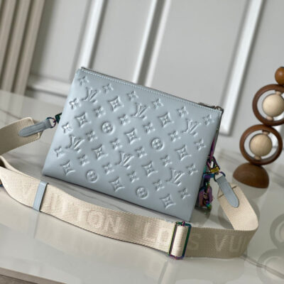 COUSSIN PM 26 IN GRAY MONOGRAM EMBOSSED LAMBSKIN
