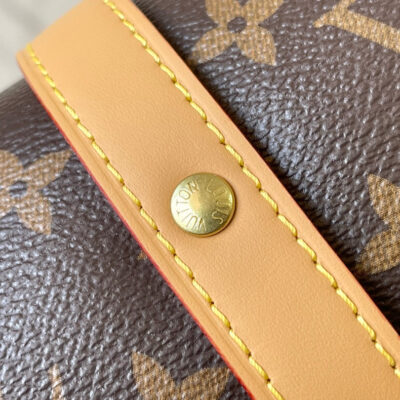 SAUMUR BB 35 IN BROWN MONOGRAM CANVAS AND LEATHER TRIM GOLD HARDWARE