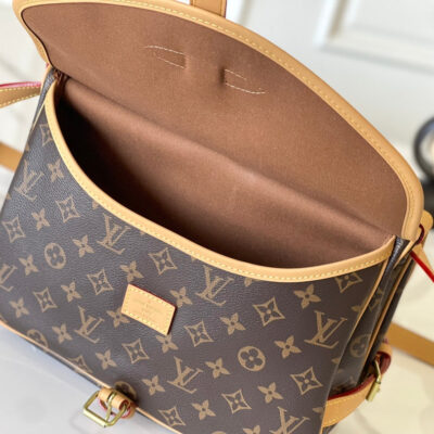 SAUMUR BB 28 IN BROWN MONOGRAM CANVAS AND LEATHER TRIM GOLD HARDWARE