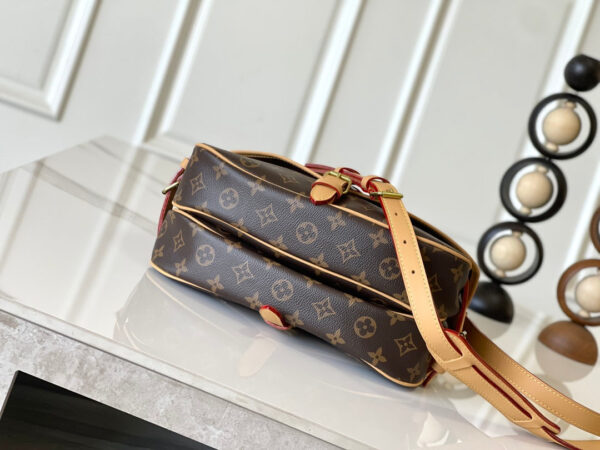 SAUMUR BB 35 IN BROWN MONOGRAM CANVAS AND LEATHER TRIM GOLD HARDWARE