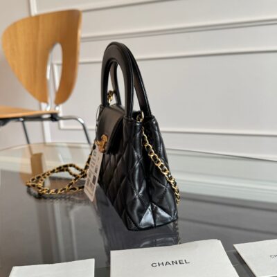 KELLY SHOPPING BAG 19 IN BLACK CALFSKIN GOLD HARDWARE