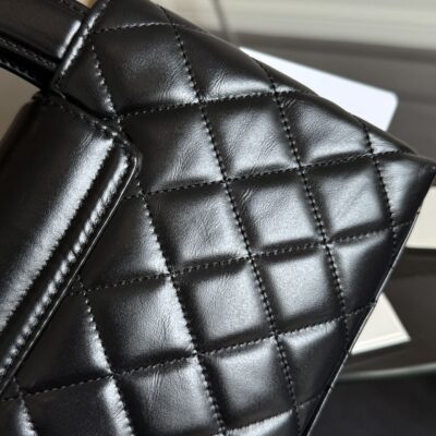 KELLY SHOPPING BAG 19 IN BLACK CALFSKIN GOLD HARDWARE