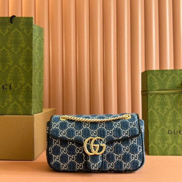 img_89648692_20240828_i1724831368_366_2_jpg MARMONT SHOULDER BAG 26 IN BLUE DENIM WITH DOUBLE G CRYSTAL PATTERN GOLD HARDWARE