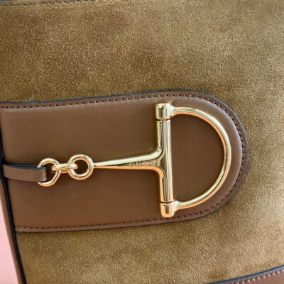 73 SMALL BUCKET BAG 20 IN BROWN SOFT SUEDE AND CALFSKIN