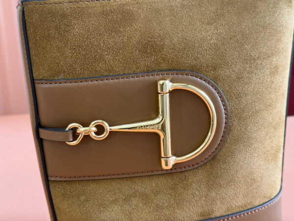 73 SMALL BUCKET BAG 20 IN BROWN SOFT SUEDE AND CALFSKIN