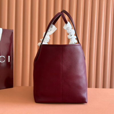 MEDIUM TOTISSIMA REVERSIBLE TOTE BAG 30 IN ROSSO ANCORA RED CALFSKIN BEIGE AND BROWN GG CANVAS ON SIDE