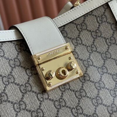 img_89648692_20250602_i1748855456_390_1_jpg GUCCI 26S PADLOCK TOP HANDLE BAG 25 IN DARK BEIGE AND WHITE CALFSKIN