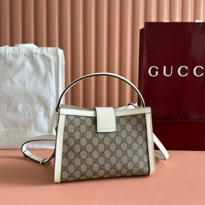img_89648692_20250602_i1748855456_9628_3_jpg GUCCI 26S PADLOCK TOP HANDLE BAG 25 IN DARK BEIGE AND WHITE CALFSKIN