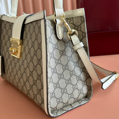 img_89648692_20250602_i1748855482_6419_7_jpg GUCCI 26S PADLOCK TOP HANDLE BAG 31 IN DARK BEIGE AND WHITE CALFSKIN