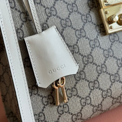 img_89648692_20250602_i1748855482_8038_5_jpg GUCCI 26S PADLOCK TOP HANDLE BAG 31 IN DARK BEIGE AND WHITE CALFSKIN
