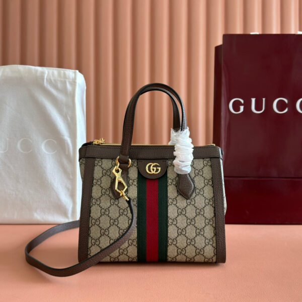 img_89648692_20250907_i1757240131_6964_1_jpg GUCCI 26S OPHIDIA HANDBAG 25 IN BROWN AND DARK BEIGE CALFSKIN