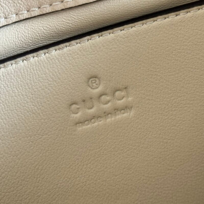 GUCCI 25S HORSEBIT 1955 MINI BAG 26 CM IN LIGHT BEIGE CALFSKIN WITH GOLD HARDWARE