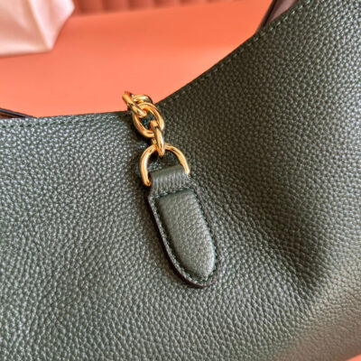 GUCCI 25S HANDBAG 46 CM IN DARK GREEN CALFSKIN WITH GOLD HARDWARE