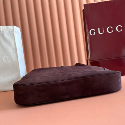 GUCCI 25S JACKIE GIORNO 44 CM IN DARK CHOCOLATE BROWN SUEDE