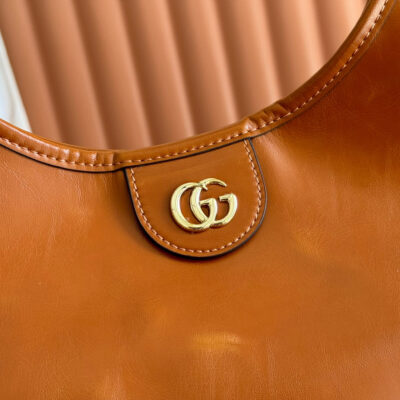 GUCCI 26S GIGLIO LARGE TOTE BAG 60 IN DARK BROWN SHINY CALFSKIN