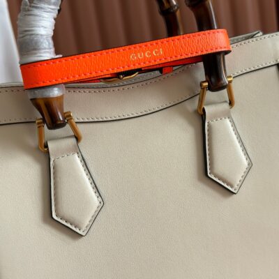 GUCCI 26S DIANA TOTE BAG 27 IN CREAM WHITE CALFSKIN
