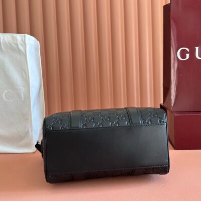 img_89648692_20260103_i1767433365216_1122_0_3_jpg GUCCI 26S EMBLEM DUFFLE BAG 25 IN BLACK EMBOSSED CALFSKIN