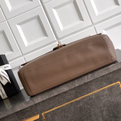 CHANEL 26S SOUPLISSIMO MAXI FLAP 39 IN BROWN GRAINED CALFSKIN GOLD HARDWARE