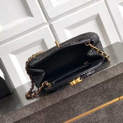 img_9322ccb2_20260523_i1779518813662_977_0_7_jpg CHANEL 26S TOP HANDLE BAG 19 IN BLACK RAFFIA AND CALFSKIN GOLD HARDWARE