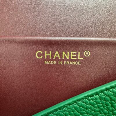 CHANEL 26S MAXI FLAP BAG 39 IN GREEN GRAINED CALFSKIN GOLD HARDWARE