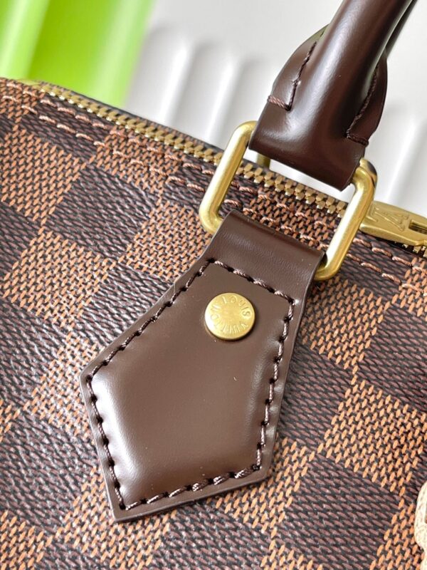 SPEEDY BANDOLIÈRE 25 IN DARK BROWN DAMIER EBENE CANVAS GOLD HARDWARE
