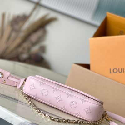 WALLET ON CHAIN IVY 23 IN LIGHT PINK MONOGRAM PERFORATED CALFSKIN GOLD HARDWARE