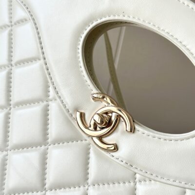 CHANEL 26S MINI SHOPPING BAG 32 IN WHITE LAMBSKIN