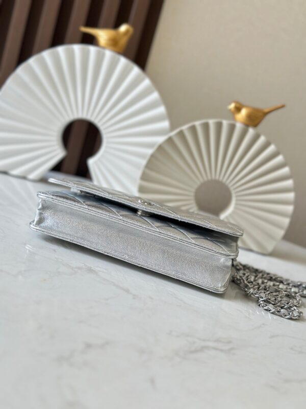 CHANEL 25S WALLET ON CHAIN 19 IN SILVER LAMBSKIN