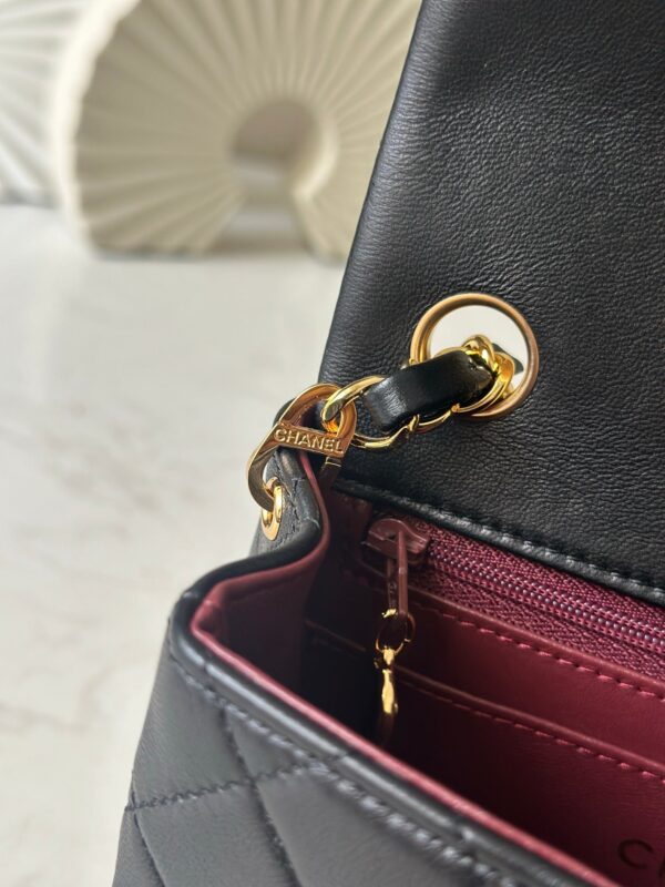 CHANEL 25S MINI FLAP BAG 18 IN BLACK LAMBSKIN WITH GOLD HARDWARE