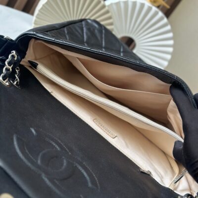 CHANEL 25S SHOULDER BAG 40 IN BLACK CAVIAR WITH SILVER HARDWARE
