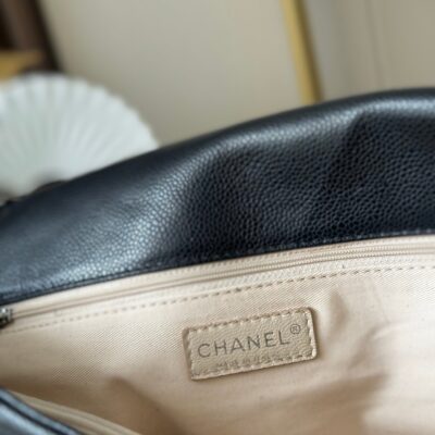 CHANEL 25S SHOULDER BAG 40 IN BLACK CAVIAR WITH SILVER HARDWARE