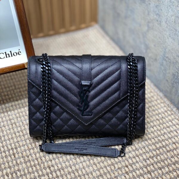 img_aed707d3_20231028_a1698478522594_0213_jpg ENVELOPE CHAIN BAG 24 IN BLACK CALFSKIN