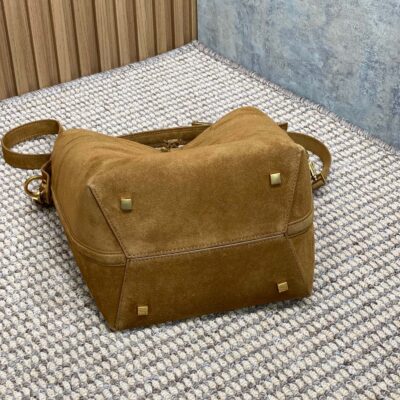LE 37 SMALL BUCKET BAG 25 IN BROWN SUEDE GOLD HARDWARE
