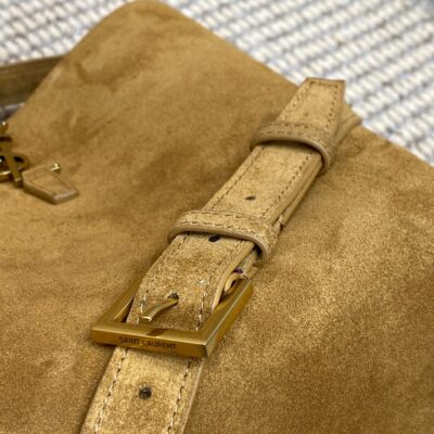 LE 37 SMALL BUCKET BAG 25 IN BROWN SUEDE GOLD HARDWARE