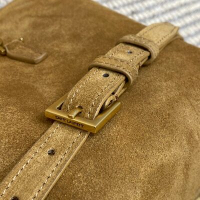 LE 37 SMALL BUCKET BAG 20 IN BROWN SUEDE GOLD HARDWARE