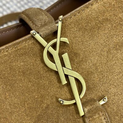 LE 37 SMALL BUCKET BAG 20 IN BROWN SUEDE GOLD HARDWARE