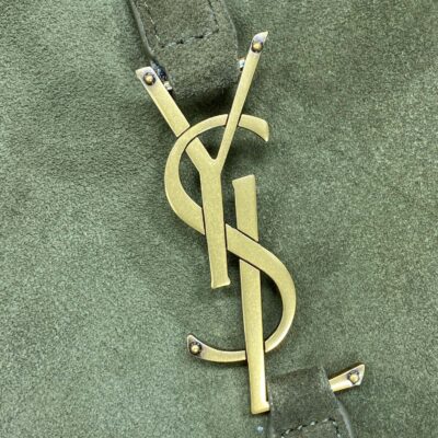 LE 37 SMALL BUCKET BAG 25 IN HUNTER GREEN SUEDE GOLD HARDWARE