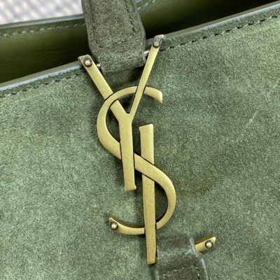 LE 37 SMALL BUCKET BAG 20 IN HUNTER GREEN SUEDE GOLD HARDWARE