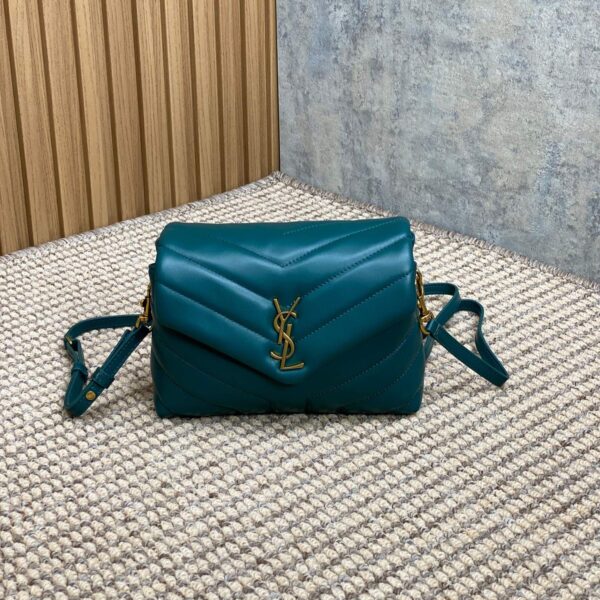 img_aed707d3_20240328_a1711605300697_3263_jpg LOULOU MINI BAG 20 IN DARK CYAN LAMBSKIN GOLD HARDWARE
