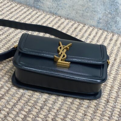 SOLFERINO SMALL SATCHEL 19 IN BLACK CALFSKIN GOLD HARDWARE