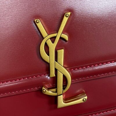 SOLFERINO SMALL SATCHEL 19 IN SCARLET RED CALFSKIN GOLD HARDWARE