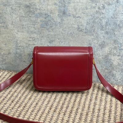 SOLFERINO SMALL SATCHEL 19 IN SCARLET RED CALFSKIN GOLD HARDWARE