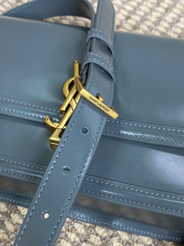SOLFERINO SMALL SATCHEL 23 IN DARK GREY CALFSKIN GOLD HARDWARE