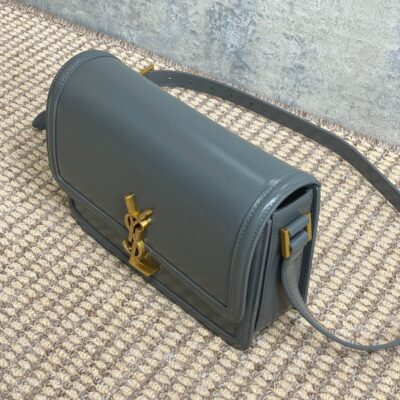 SOLFERINO SMALL SATCHEL 23 IN DARK GREY CALFSKIN GOLD HARDWARE