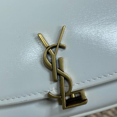 VOLTAIRE IN BOX SHOULDER BAG 21 IN WHITE CALFSKIN GOLD METALLIC