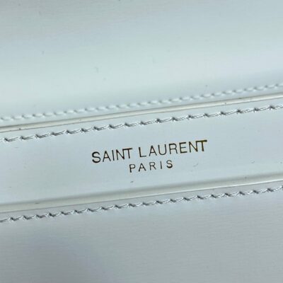 VOLTAIRE IN BOX SHOULDER BAG 21 IN WHITE CALFSKIN GOLD METALLIC