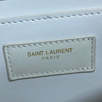 VOLTAIRE IN BOX SHOULDER BAG 21 IN WHITE CALFSKIN GOLD METALLIC
