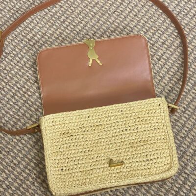 SOLFERINO MEDIUM CROSSBODY BAG 23 IN BEIGE MIX BROWN RAFFIA